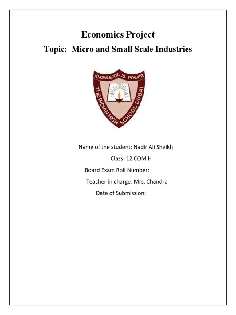Economics Project: Topic: Micro And Small Scale Industries | PDF ...