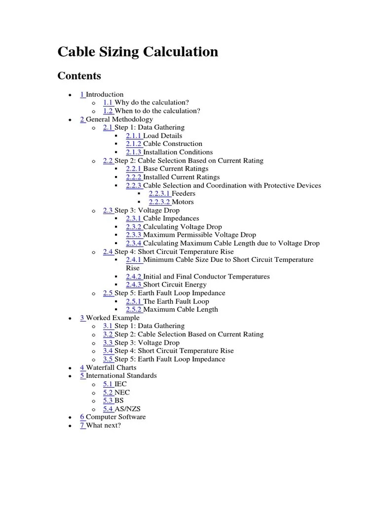 Cable Sizing Calculation | PDF | Electrical Impedance | Alternating Current