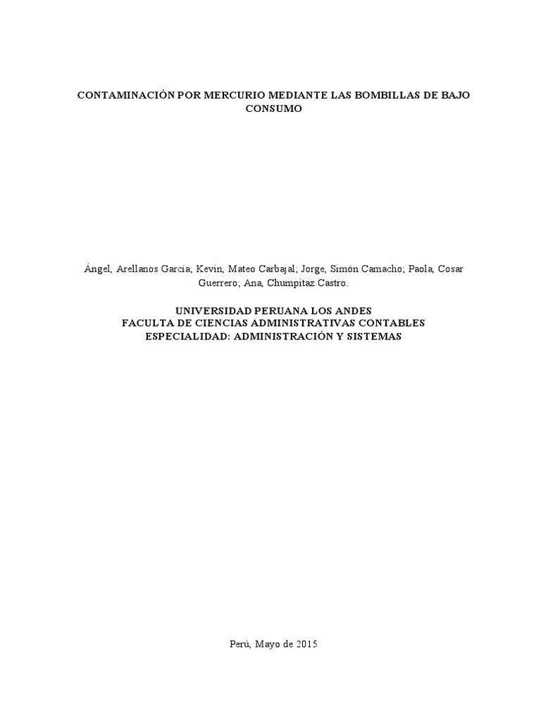 Contaminacion Por Mercurio | PDF | Mercurio (Elemento) | Lámpara Compacta Fluorescente