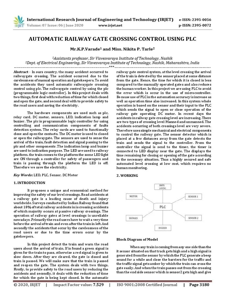 Automatic Railway Gate Crossing Control Using PLC | PDF | Programmable ...