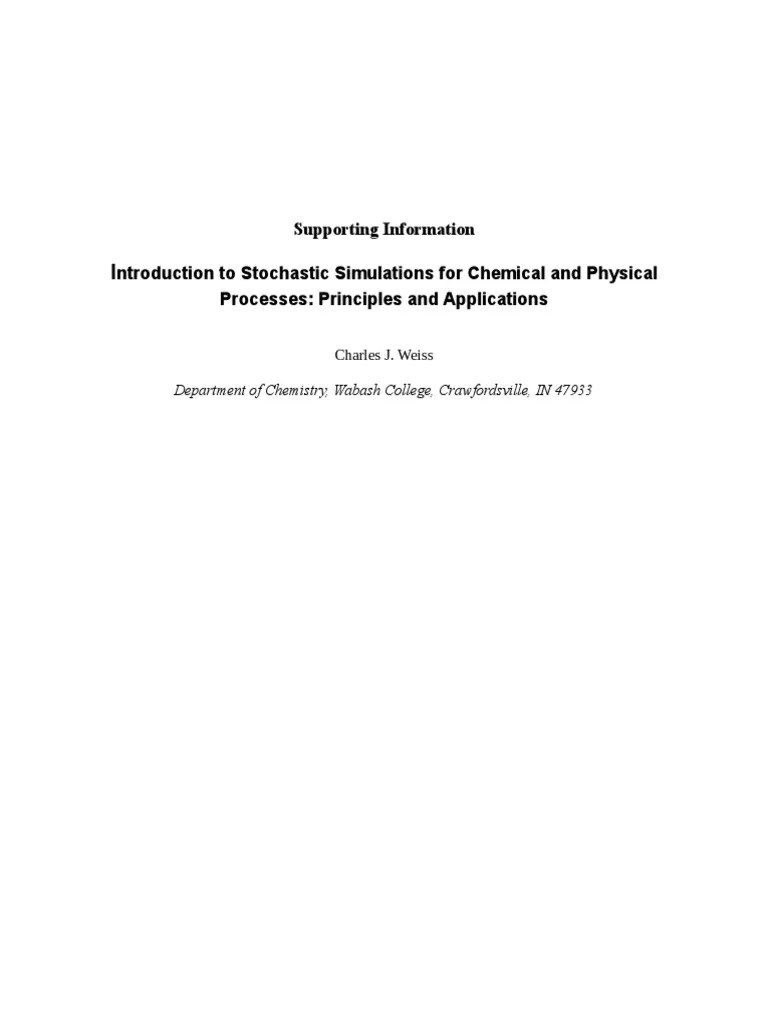 Stochastic Simulations For Chemical And Physical Processes | PDF ...