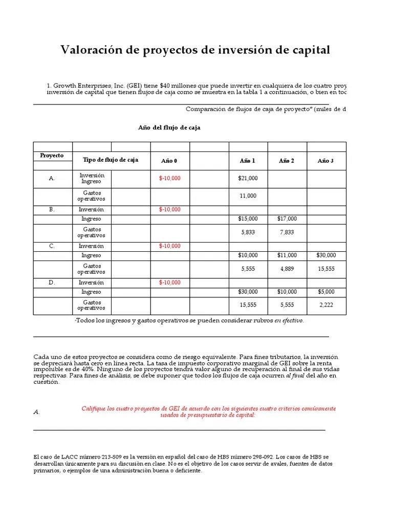 Valoracion De Proyectos De Inversion De Capital | PDF | Tasa Interna De Retorno | Economias