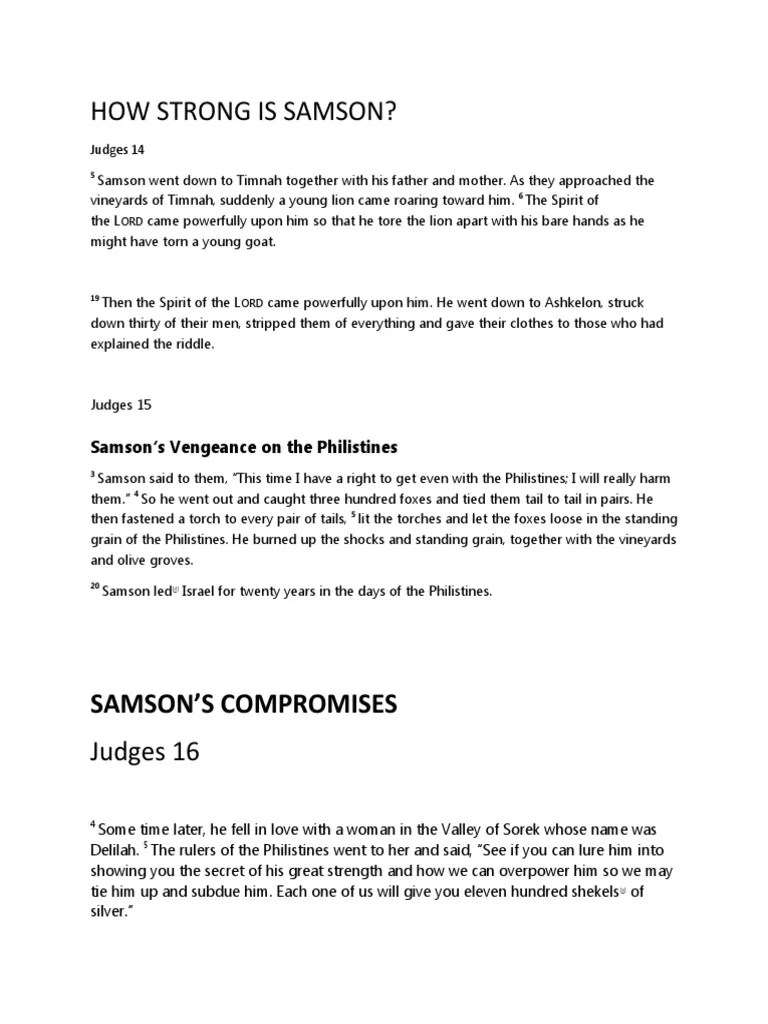 How Strong Is Samson | Download Free PDF | Samson | Delilah