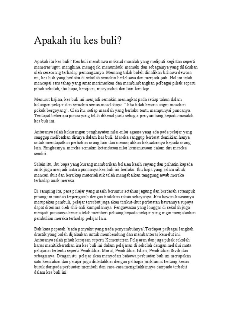 Karangan Kesan Buli  Contoh Karangan Gejala Buli Dan Langkah Untuk ...