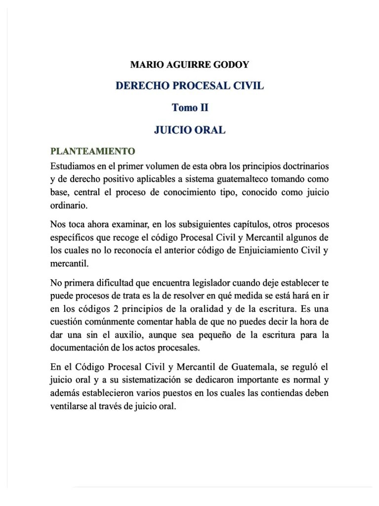 PDF Mario Aguirre Godoy Derecho Procesal Civil De Guatemala - Compress | PDF | Ley Procesal ...