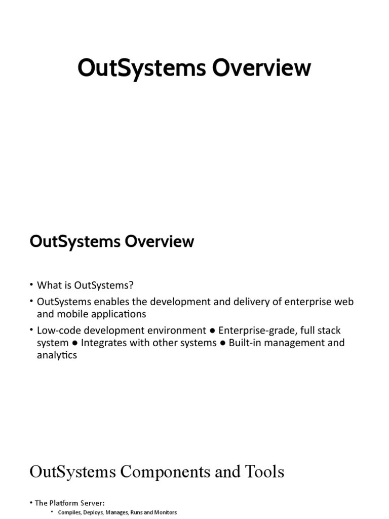 OutSystems Overview | PDF