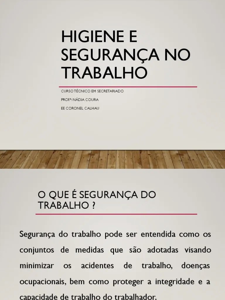 Higiene E Segurança No Trabalho | PDF
