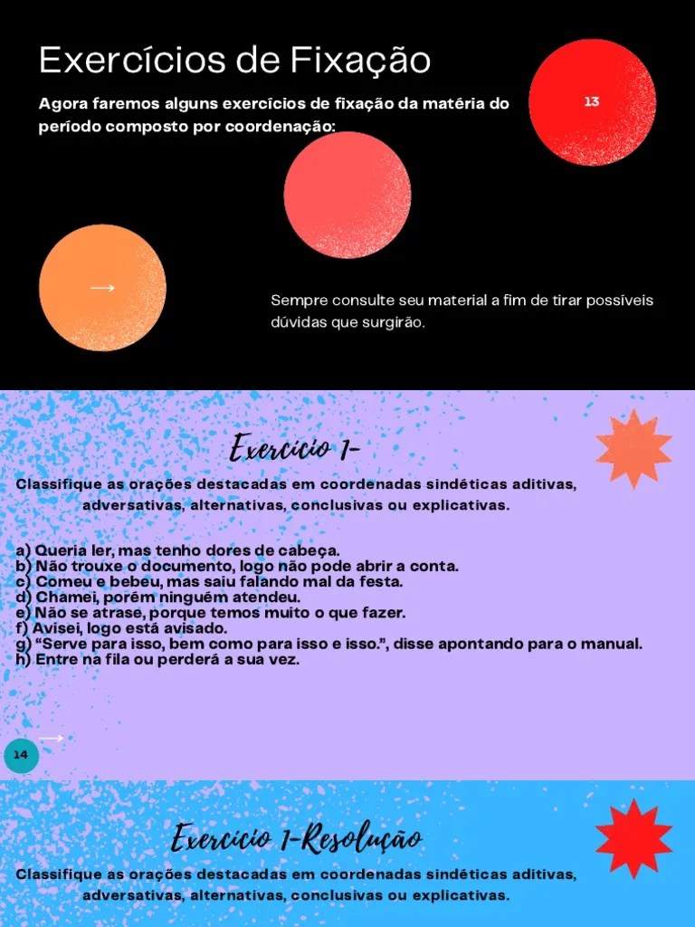 Exercícios Do Período Composto Por Coordenação | PDF