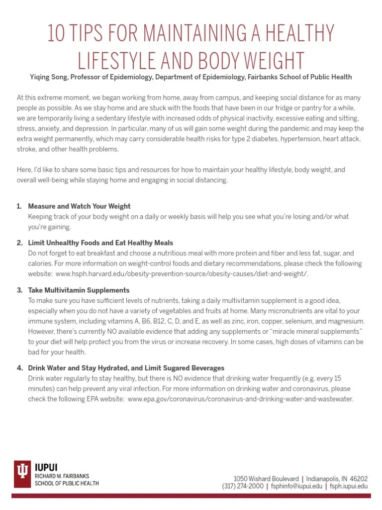 10 Tips Healthy Lifestyle | PDF | Dietary Supplements | Foods