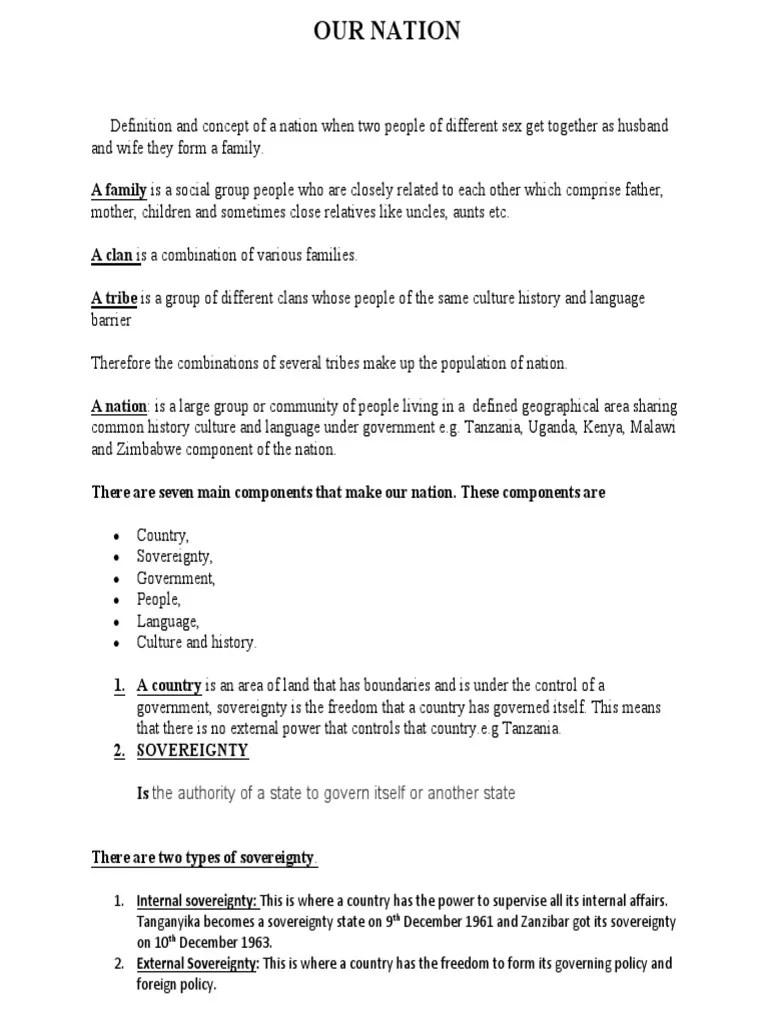 Civics Notes Form 1 - Unlocked | PDF | Family | Citizenship