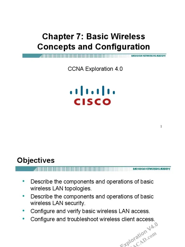 Chapter 7: Basic Wireless Concepts And Configuration: CCNA Exploration ...