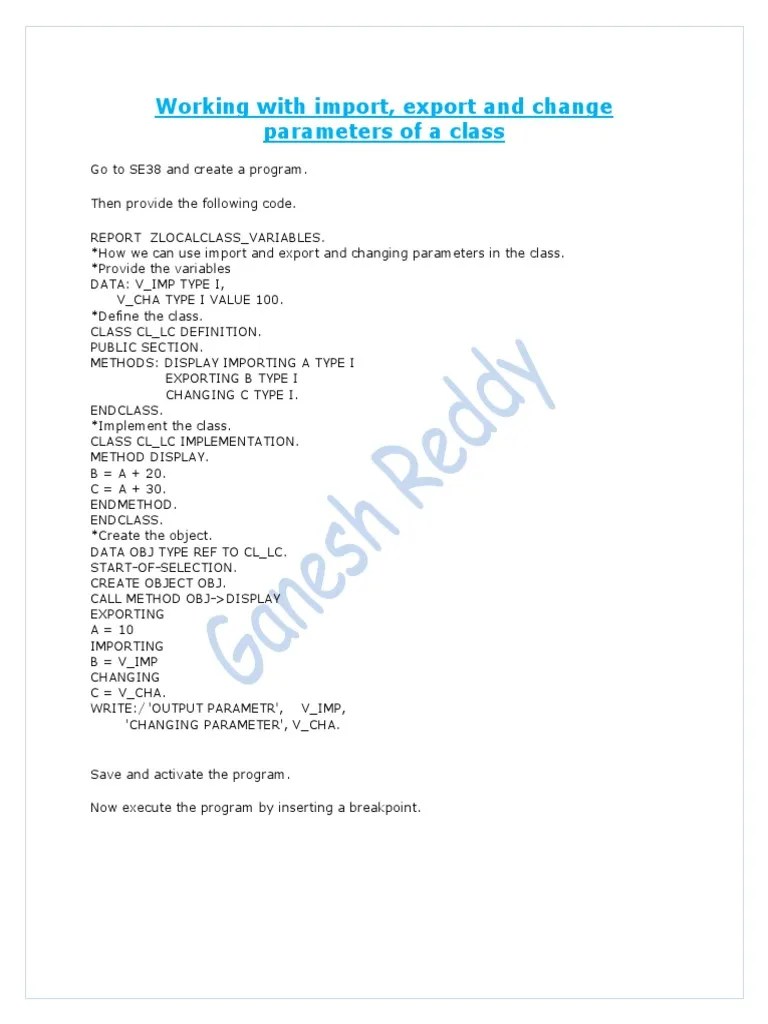 Working With ABAP Classes In Workflow | PDF | Class (Computer ...