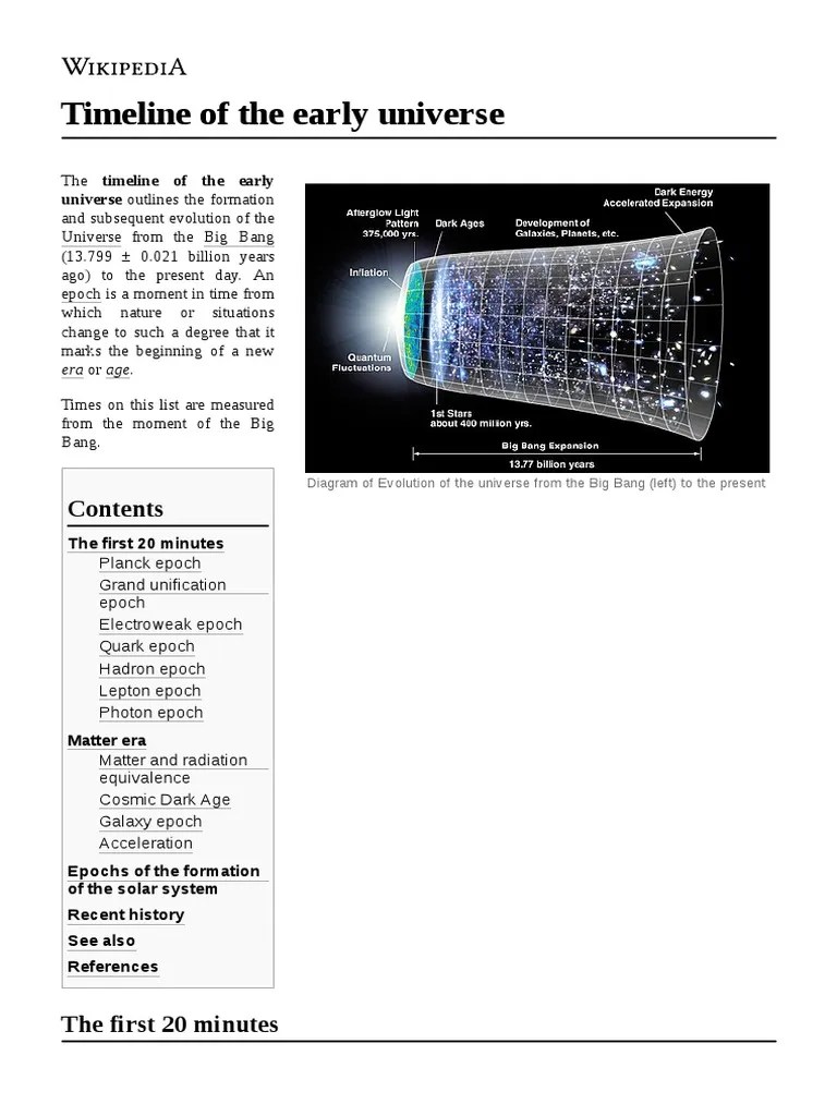 Timeline Of The Early Universe | PDF | Quark | Matter