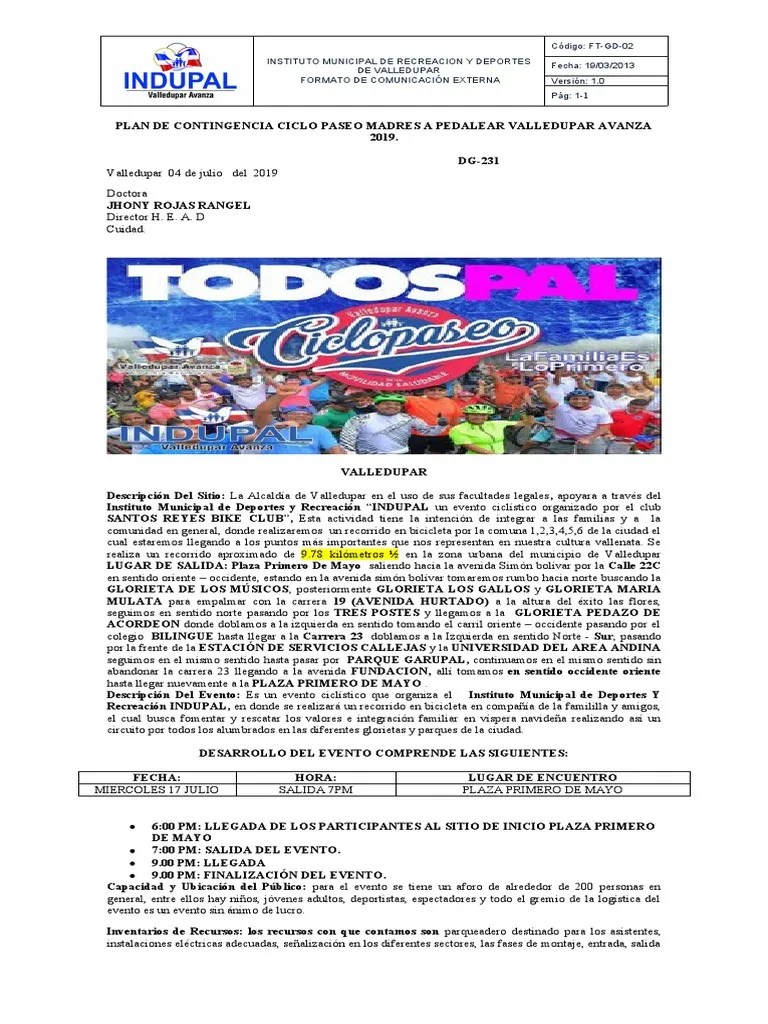 Modelo De Plan De Contingencia | PDF