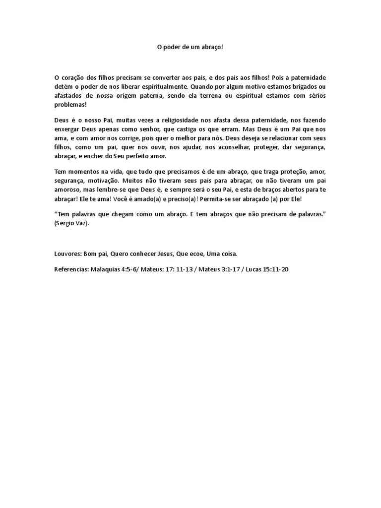 O Poder De Um Abraço | PDF | Autoajuda