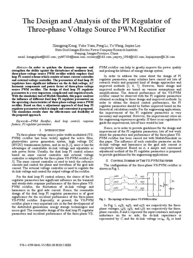 The Design And Analysis Of The Pi Regulator Of Three-Phase Voltage ...