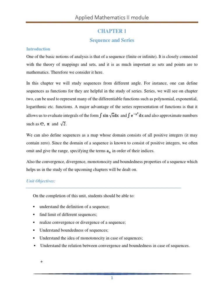 Applied Mathematics II Module 1 | PDF | Sequence | Summation