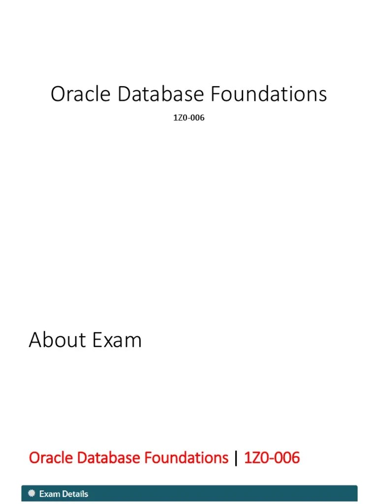 1Z0 006 Oracle Database Foundations | PDF | Relational Database | Databases