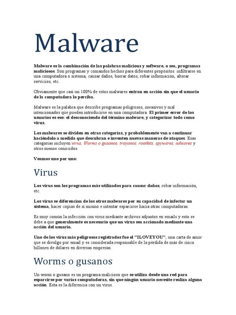 Los Diferentes Tipos De Malware: Virus, Gusanos, Troyanos, Rootkits ...