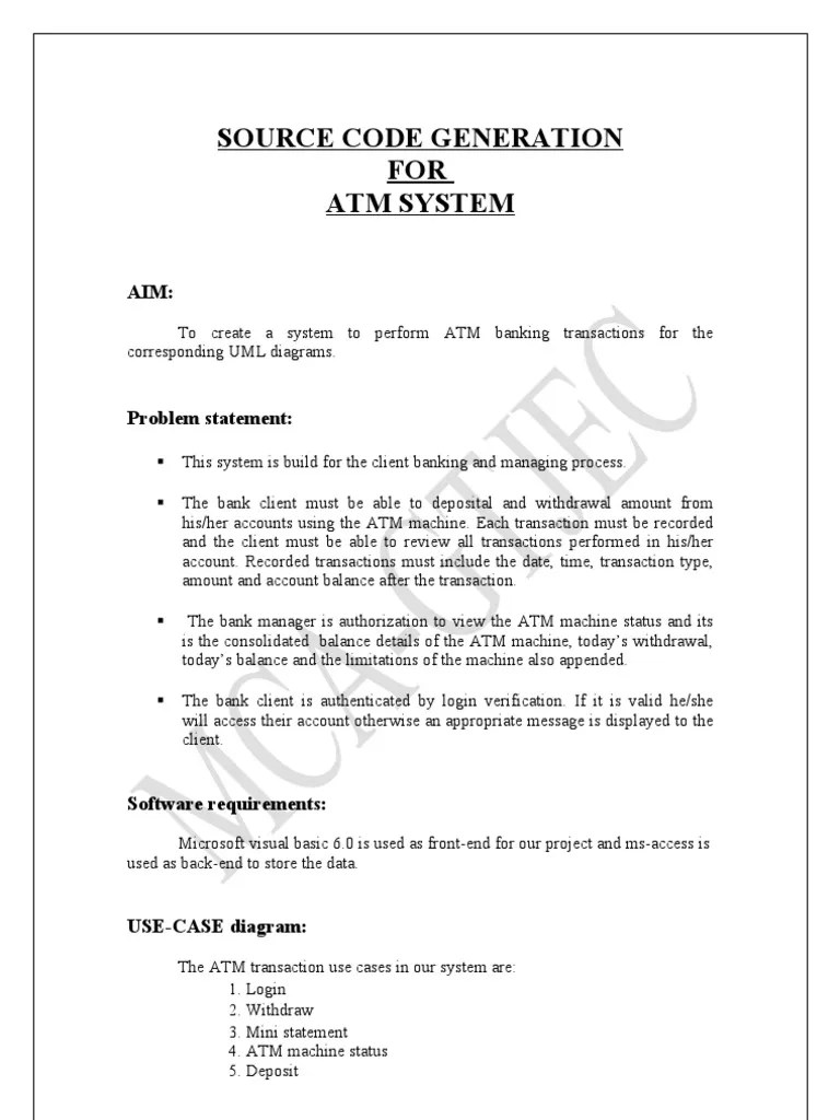 04-Atmsystem Source Code | PDF | User (Computing) | Automated Teller ...