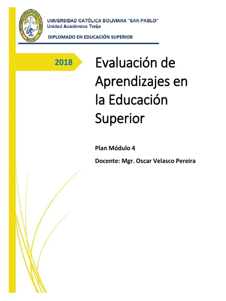 Plan Módulo 4 Evaluación De Aprendizajes | PDF | Evaluación | Rúbrica ...