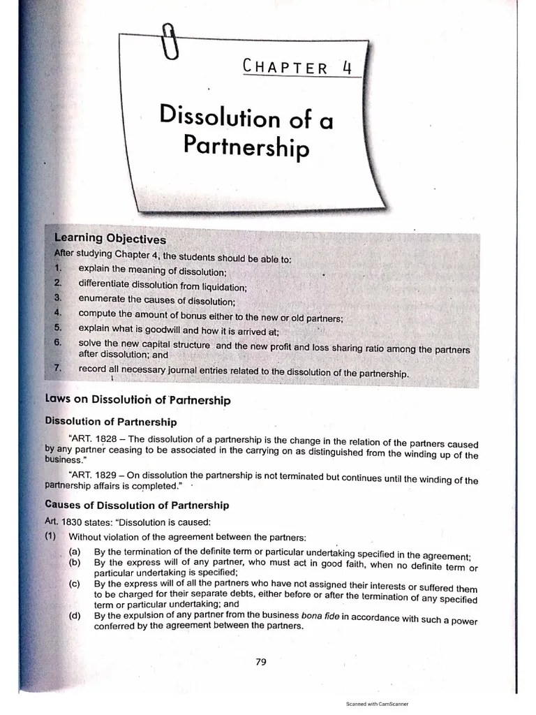 Chapter 4. Dissolution Of A Partnership | PDF