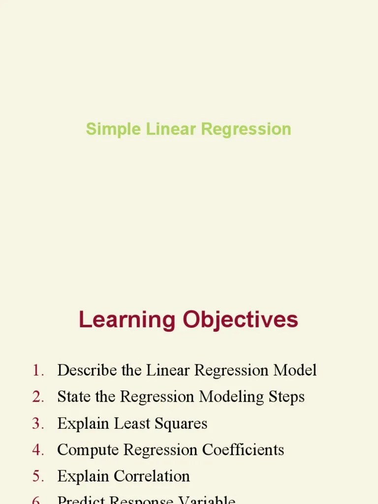 Simple Linear Regression | PDF | Regression Analysis | Errors And Residuals