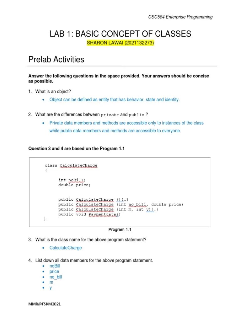 Lab 1 CSC584 | PDF | Class (Computer Programming) | Method (Computer Programming)