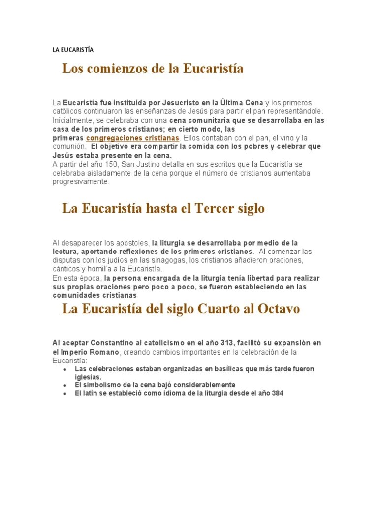 LA EUCARISTÍA | PDF | Eucaristía | Misa (liturgia)