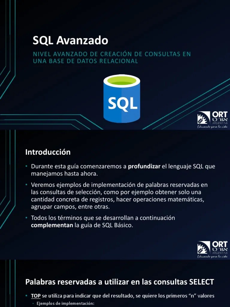 SQL Avanzado | PDF | SQL | Ciencias De La Computación