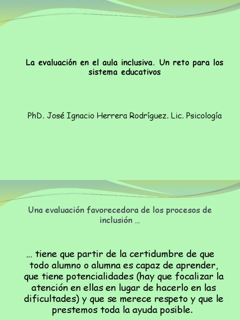 Evaluacion En El Aula Inclusiva | PDF | Evaluación | Aprendizaje