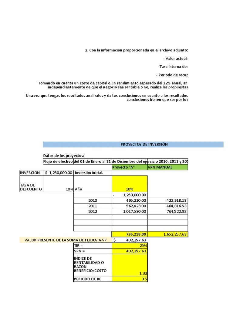 Actividad 6. Proyecto De Inversion | PDF | Valor Presente Neto | Economias
