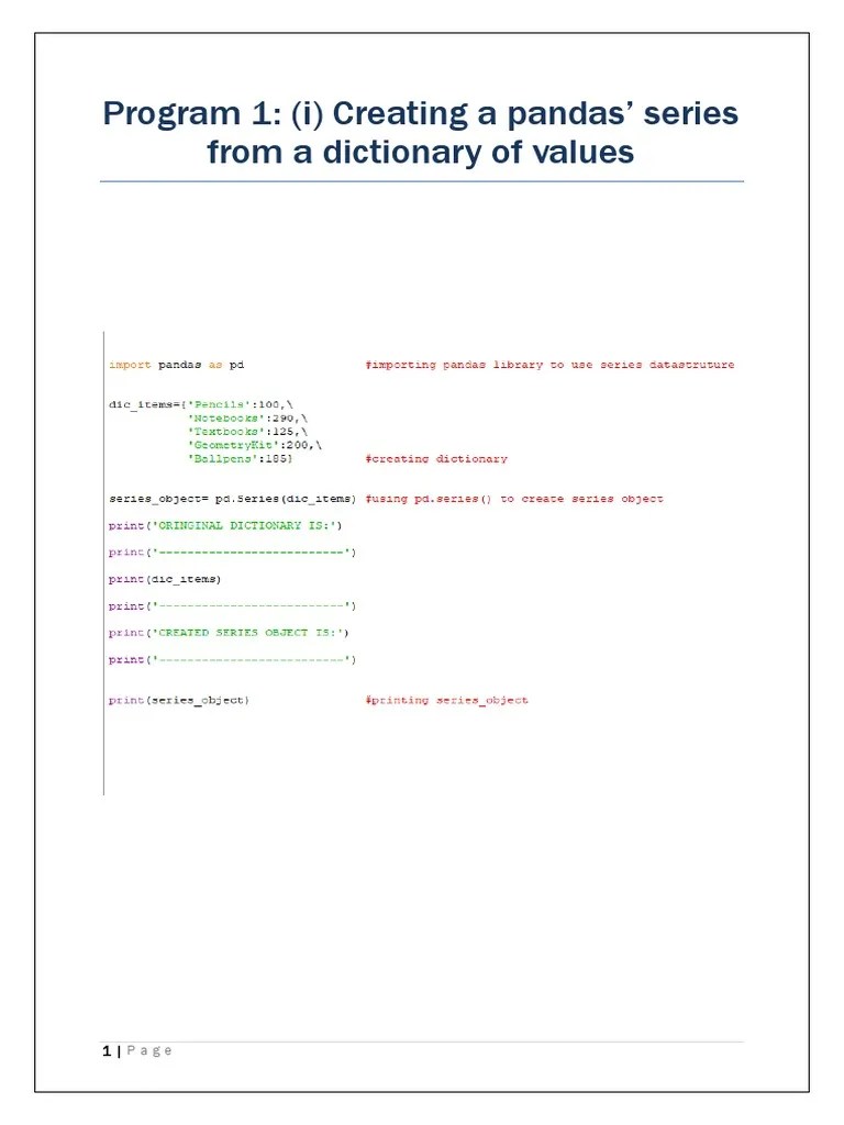 Python Pandas And Matplotlib Practical File | PDF | Array Data Type ...
