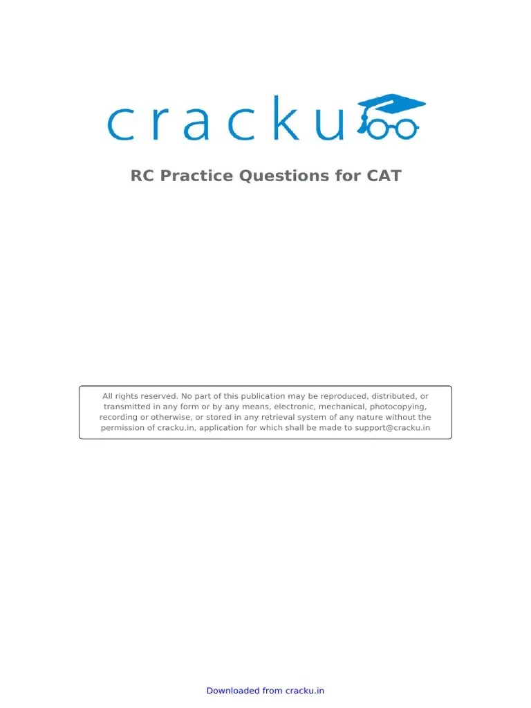 RC Practice Questions For CAT: Downloaded From Cracku - In | Download ...