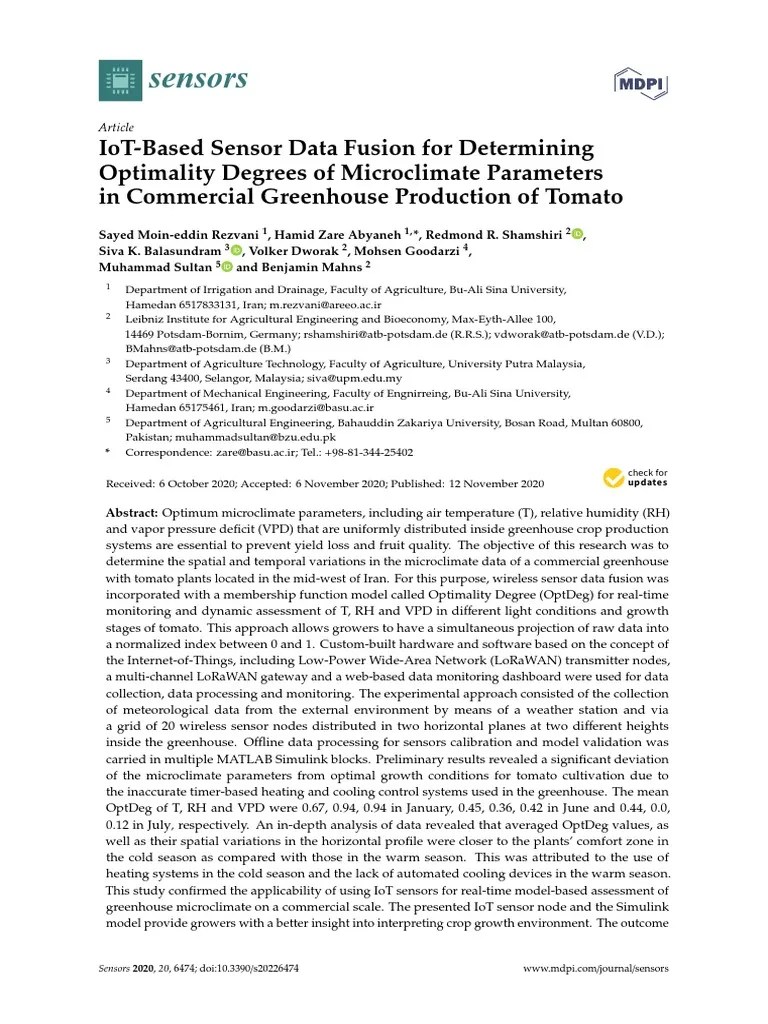 Sensors 20 06474 | PDF | Internet Of Things | Wireless Sensor Network