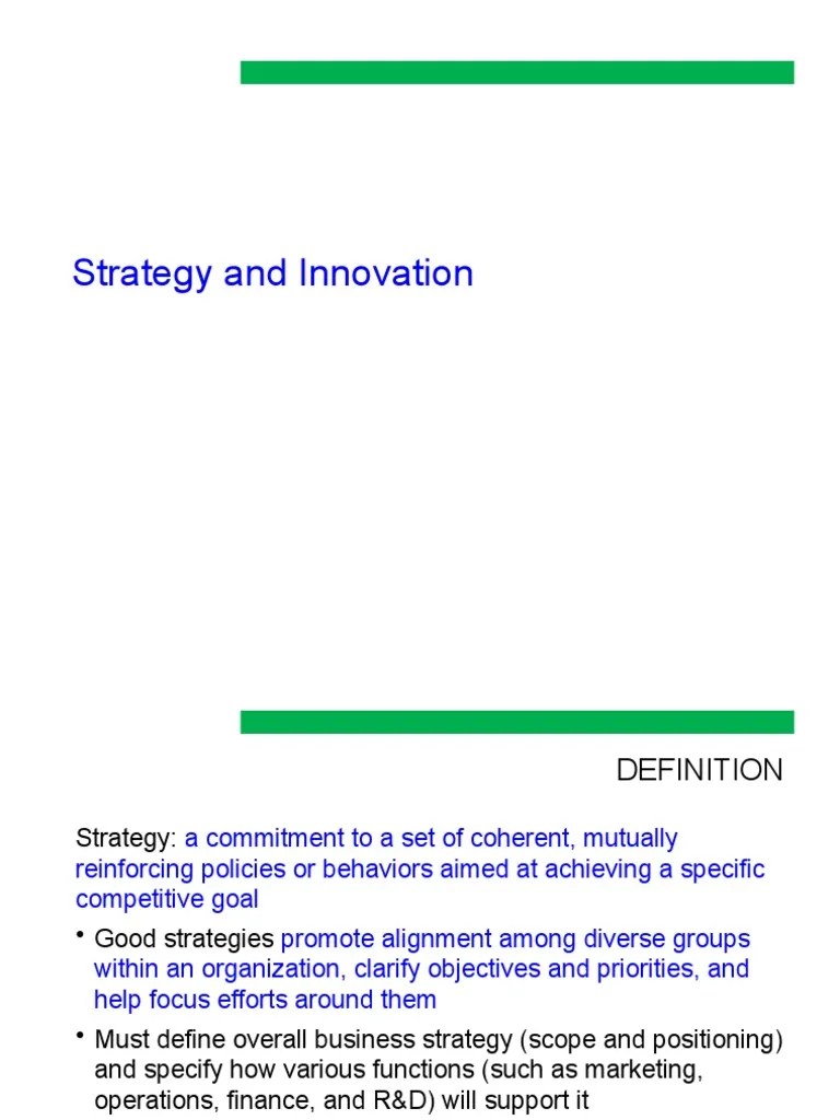 Strategy And Innovation | PDF | Strategic Management | Innovation