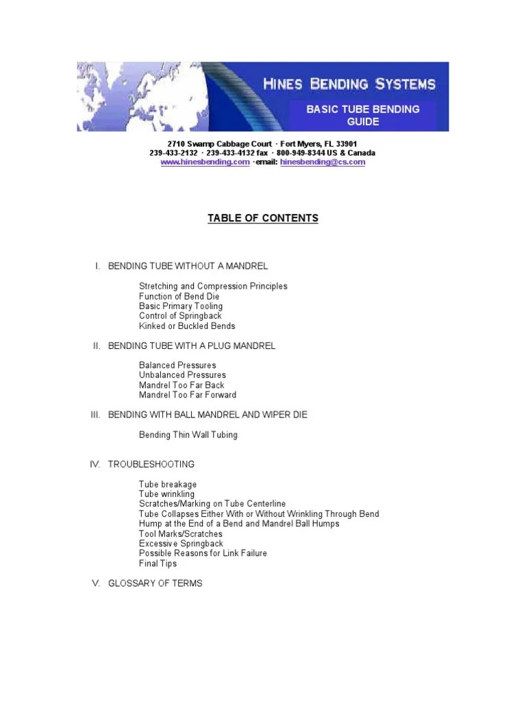 Basic Tube Bending Guide | Download Free PDF | Pipe (Fluid Conveyance ...