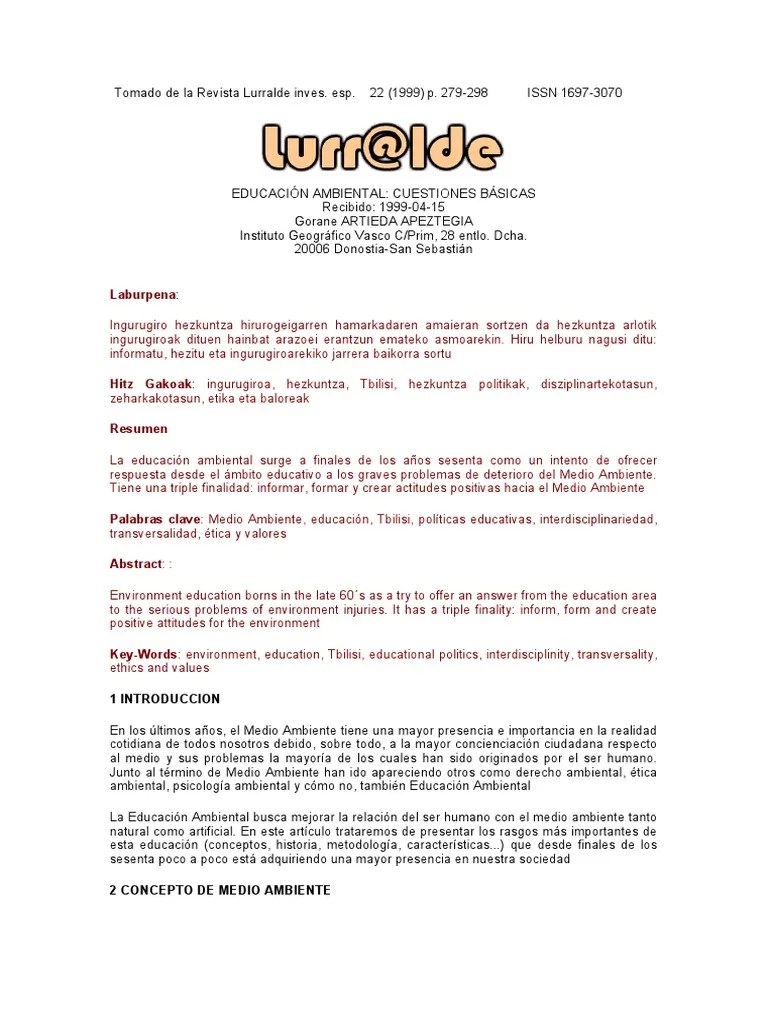Educacion Ambiental Cuestiones Basicas | PDF | Plan De Estudios ...