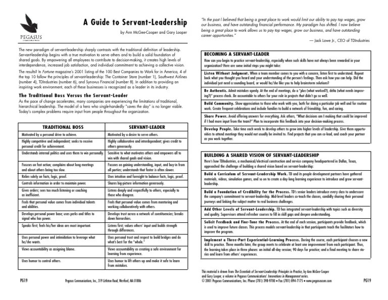 A Guide To Servant-Leadership | PDF | Servant Leadership | Leadership