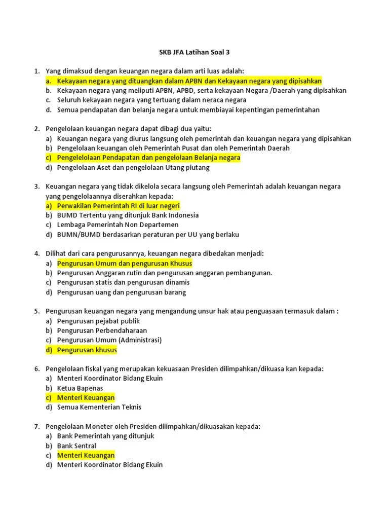 contoh soal skb auditor TL 3 Lembar Jawaban | PDF