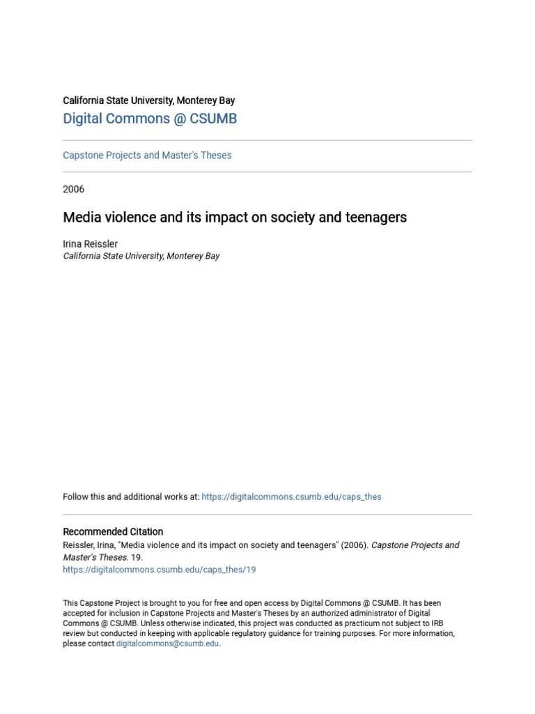 Media Violence And Its Impact On Society And Teenagers | PDF | Violence ...