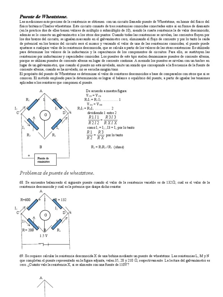 Puente De Wheatstone | PDF | Resistencia Eléctrica Y Conductancia | Ingenieria Eléctrica