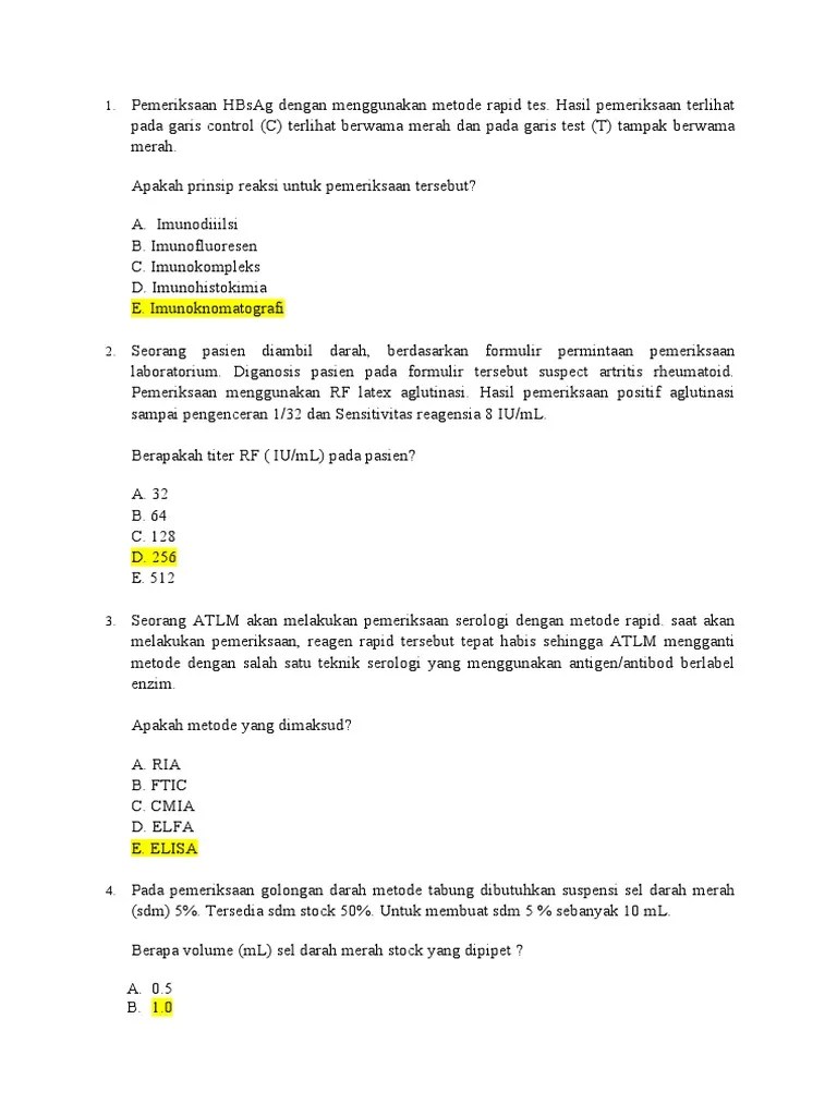 Soal immunoserologi | PDF