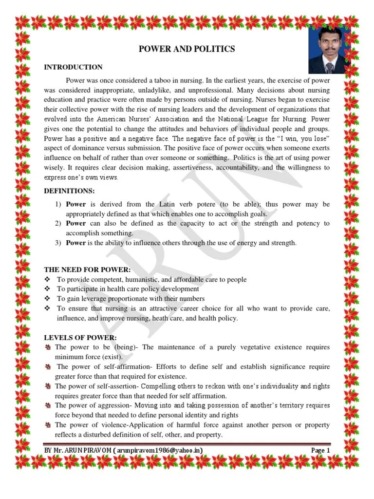 Power And Politics | PDF | Power (Social And Political) | Empowerment