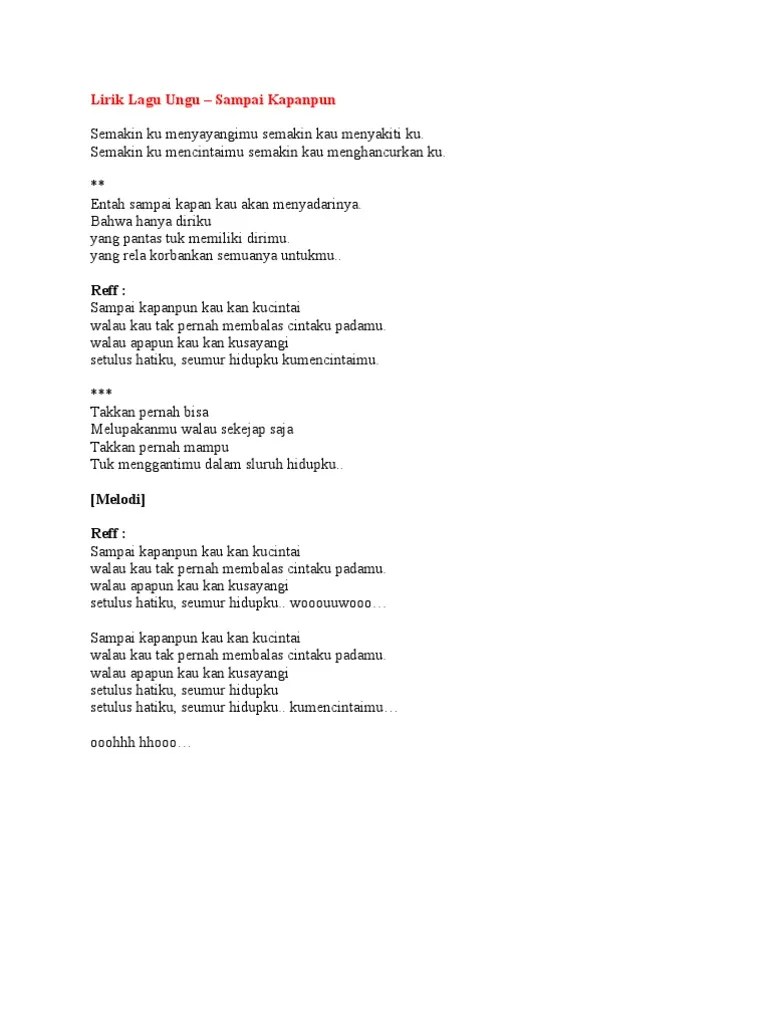 Jangan harap ku kembali untukmu lagi Lirik Lagu Ungu Pdf