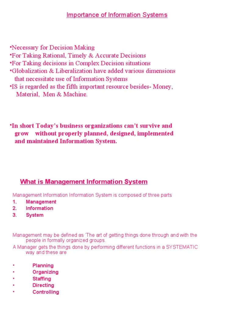 Importance Of Information Systems