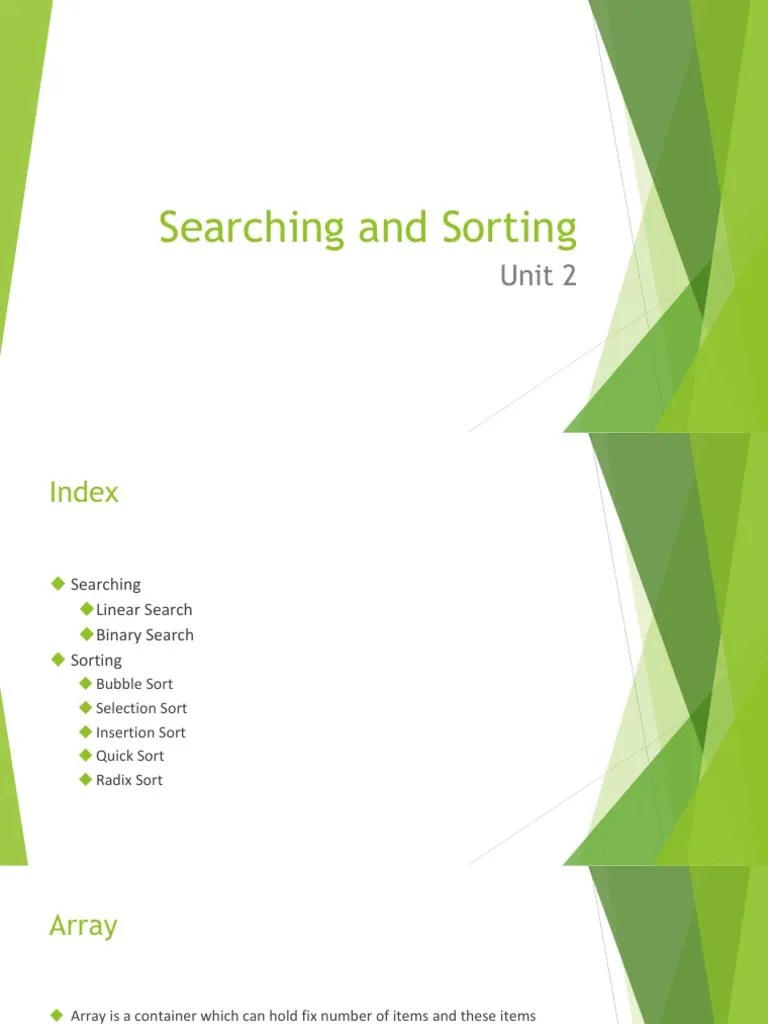 Unit2 Searching And Sorting | Download Free PDF | Array Data Structure ...