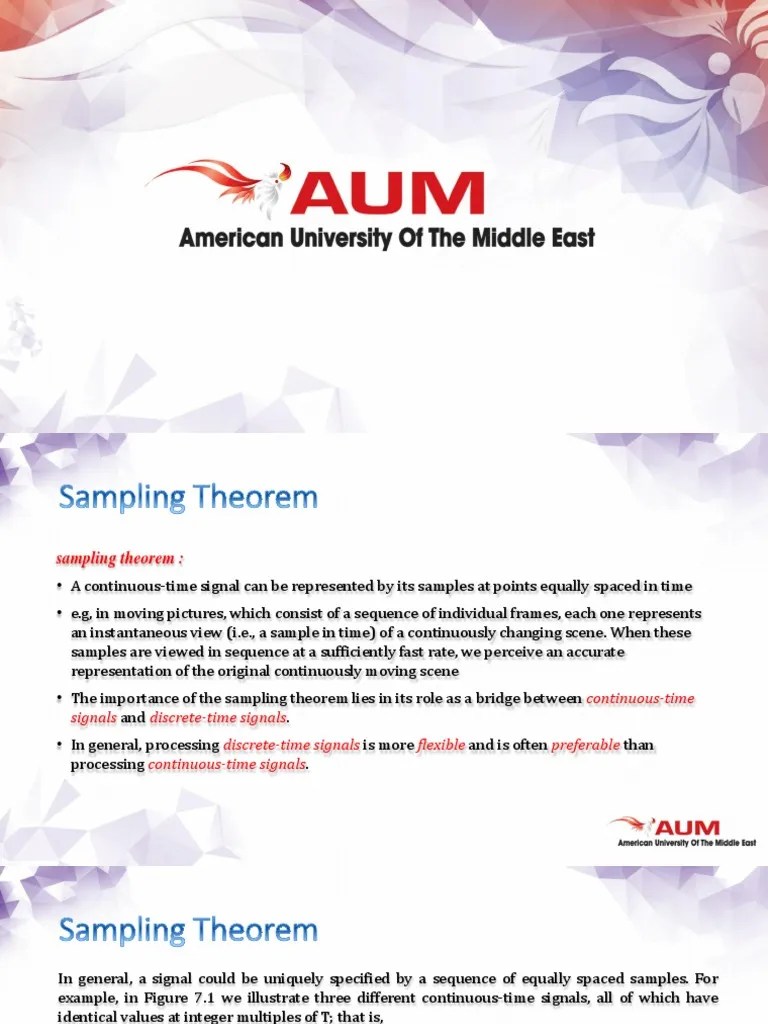 Lecture 17-Sampling Theorem | PDF | Sampling (Signal Processing ...