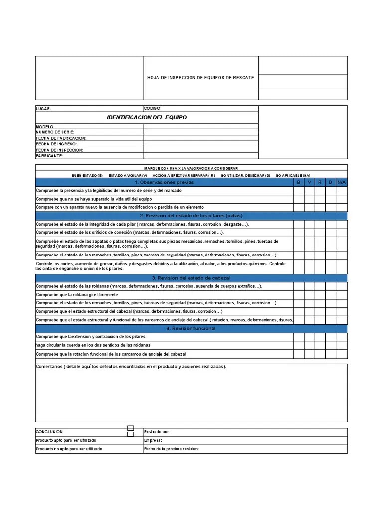 LISTA De CHEQUEO Equipos De Rescate | PDF | Corrosión | Ingeniería Mecánica