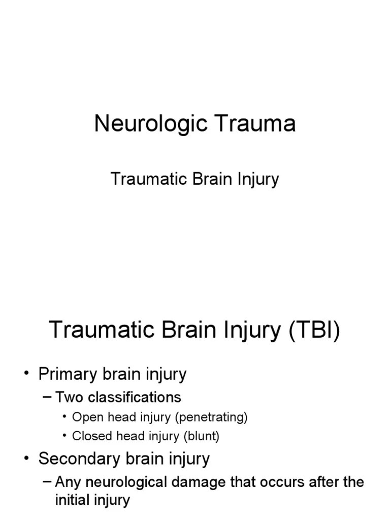 Neurologic Trauma: Traumatic Brain Injury | PDF | Traumatic Brain Injury | Traumatology